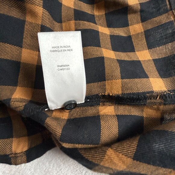 Beach Lunch Lounge Plaid Black Brown Ruffle Sleeve Delphina Dress Large New - Picture 6 of 10